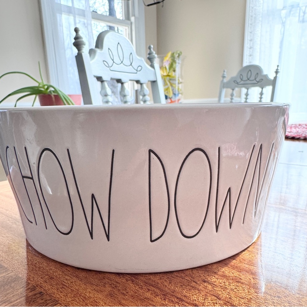 Rae Dunn Artisan Collection White Ceramic Dog Bowl